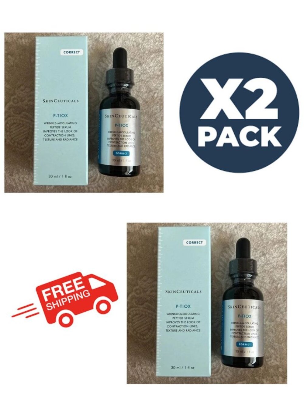 SkinCeuticals P-TIOX Anti-Aging Peptide Serum – 1oz/30ml, Brand (pack of 2)